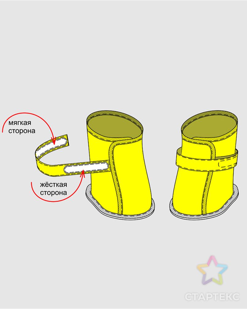 Выкройка: ботинки для собак Р-07-1001 арт. ВКК-2633-18-ВП0395 1