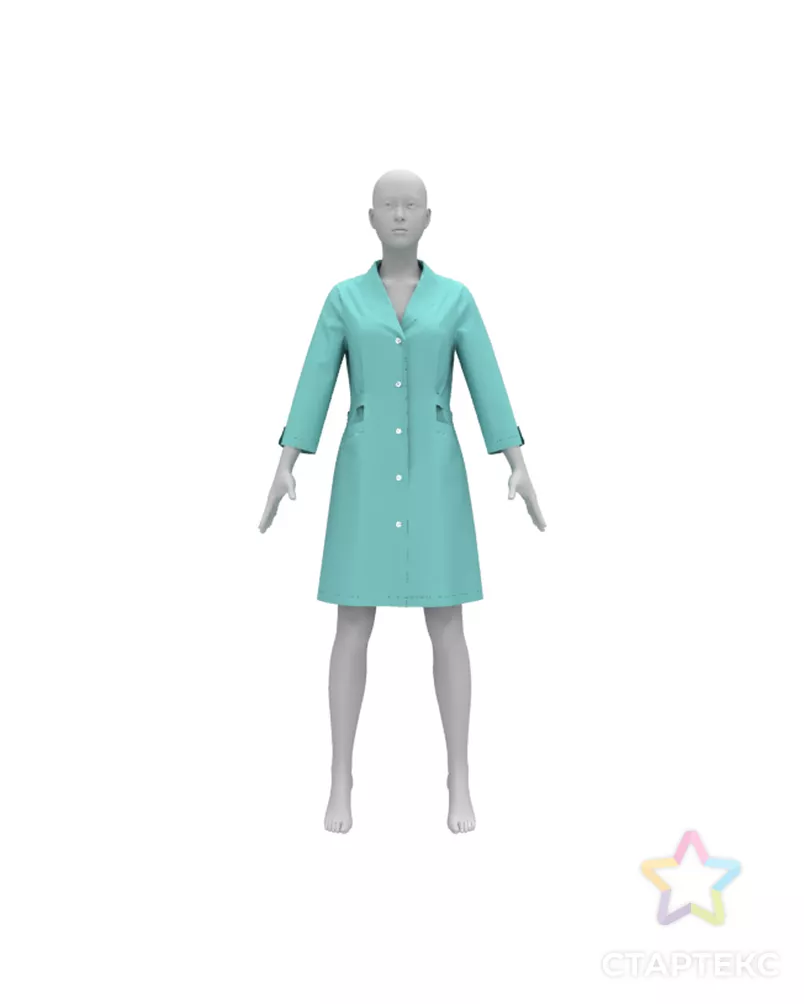 Выкройка: медицинский халат "Люба" арт. ВКК-2571-90-ВП0353 - рис. 1