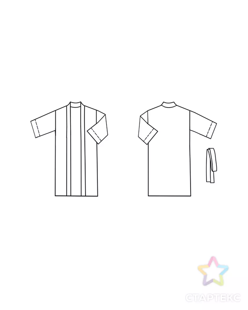 Выкройка: халат-кимоно с поясом арт. ВКК-2398-9-ВП0165 - рис. 2