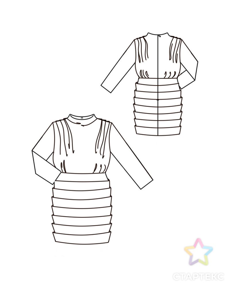 Выкройка: платье с драпировкой арт. ВКК-2546-10-ВП0337