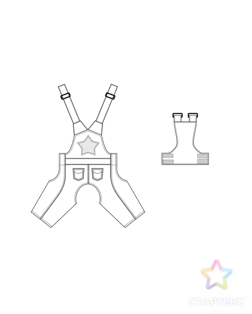 Выкройка: полукомбинезон Р-09-1001 арт. ВКК-2660-9-ВП0424 - рис. 2