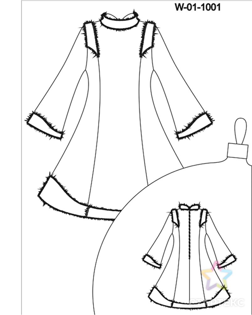 Выкройка: платье Снегурочки W-01-1001 арт. ВКК-2547-32-ВП0338 2