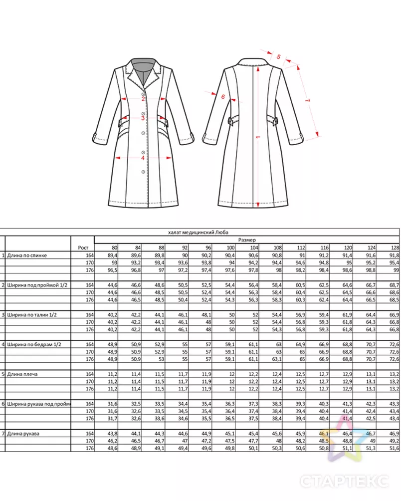 Выкройка: медицинский халат "Люба" арт. ВКК-2571-90-ВП0353 - рис. 5