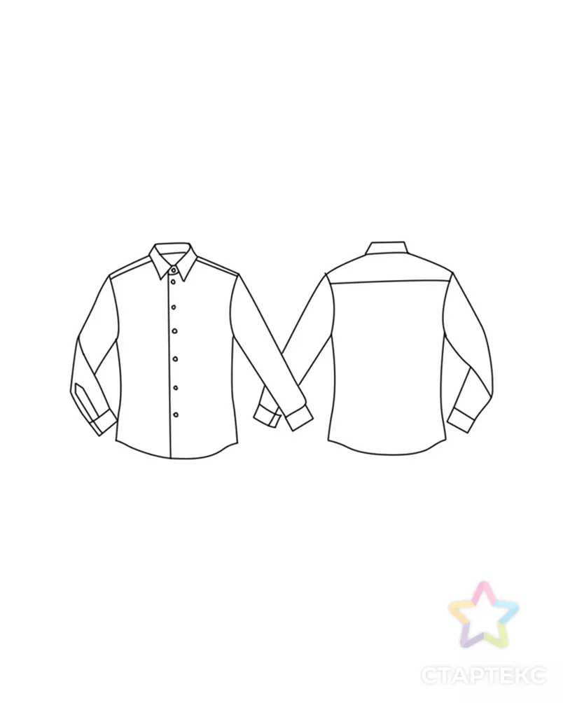Выкройка: мужская рубашка арт. ВКК-2720-1-ВП0477 6