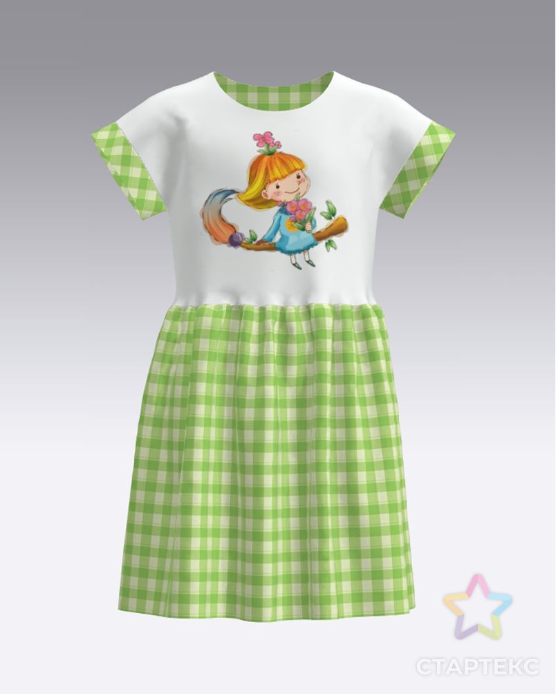 Выкройка: детское платье со спущенным плечом Д-23 арт. ВКК-4121-6-ВП1015 1