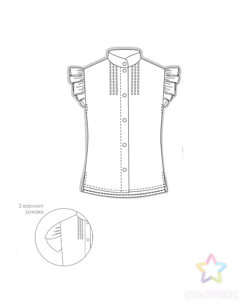 Выкройка: блуза 2 вида рукава_DET93 арт. ВКК-4744-8-ВП1464 - рис. 1