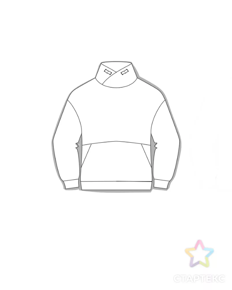 Выкройка: толстовка с карманами_DET92 арт. ВКК-4743-14-ВП1463 - рис. 1