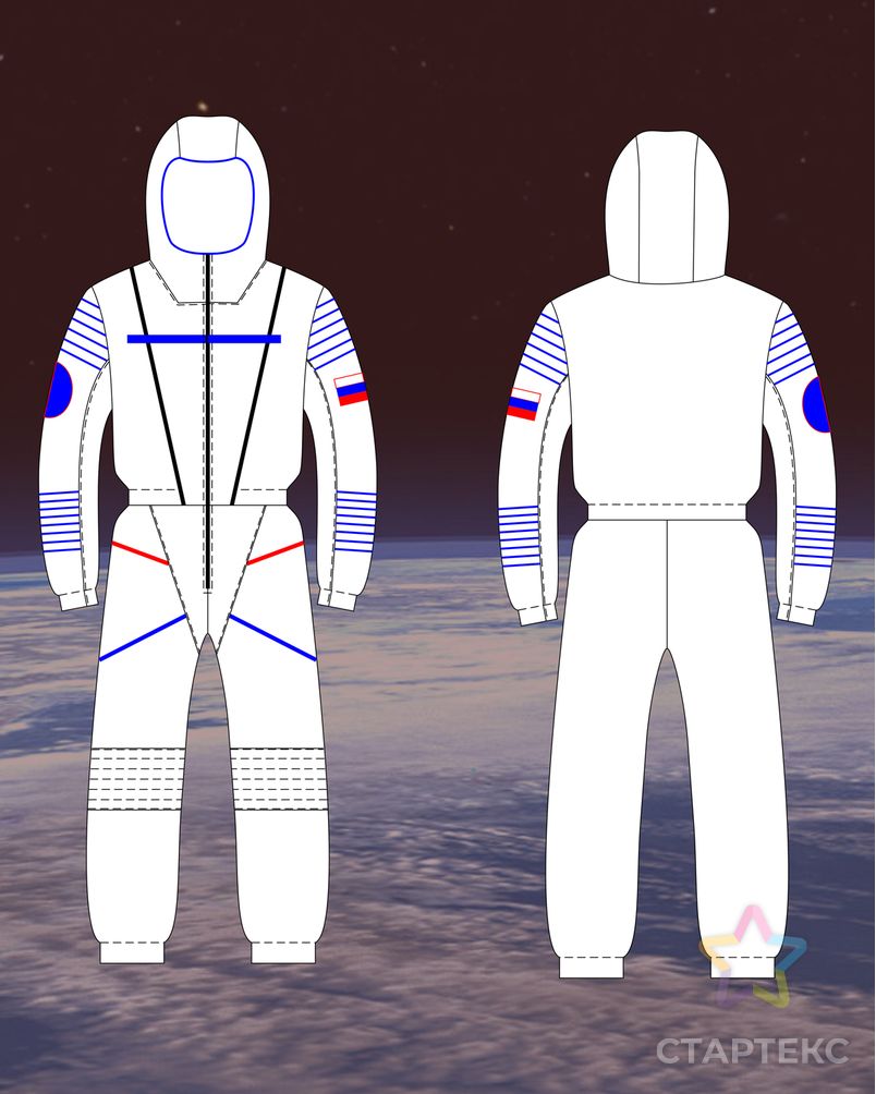 Выкройка: комбинезон детский «Космонавт» Ma-02-1001 арт. ВКК-2923-14-ВП0601 1