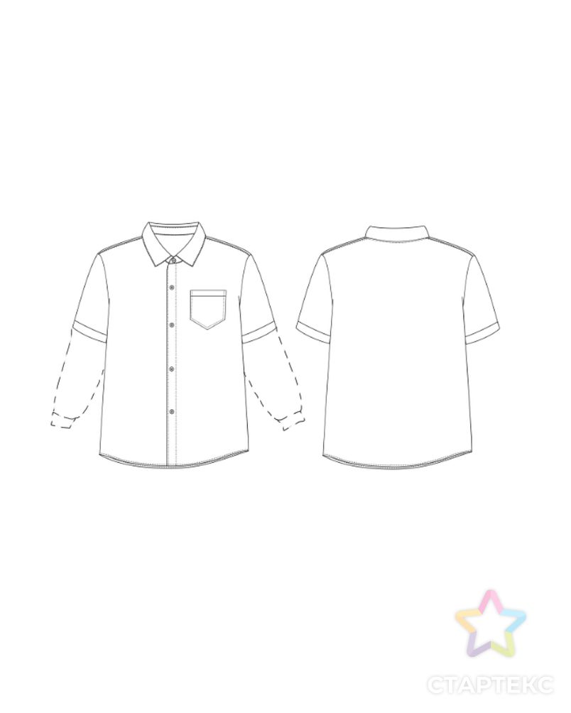 Выкройка: рубашка с коротким и длинным рукавом_61 арт. ВКК-4694-14-ВП1412 1