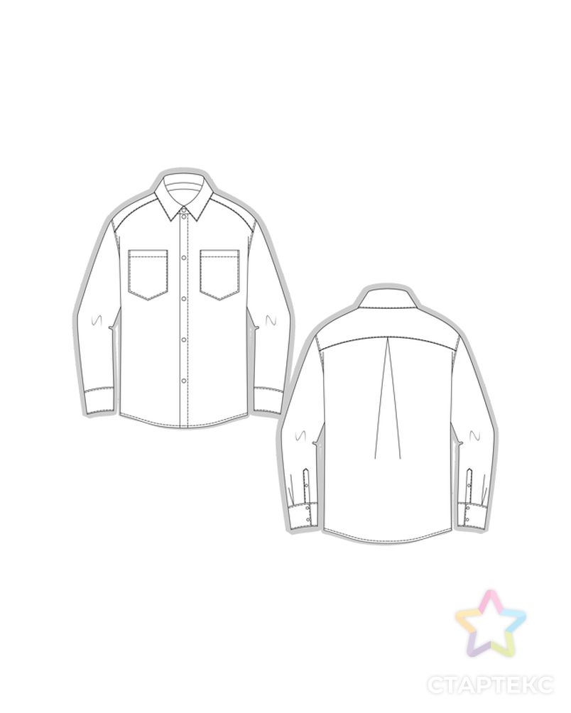 Выкройка: рубашка мужская ES225 арт. ВКК-4319-1-ВП1210 2