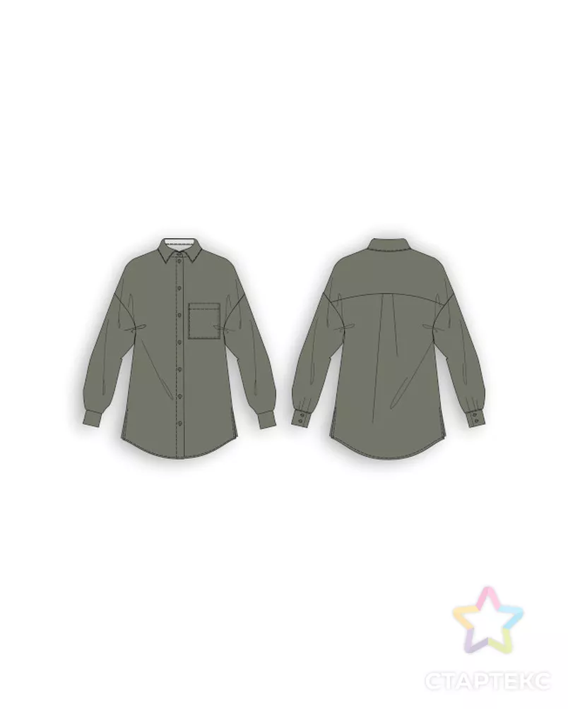 Выкройка: рубашка оверсайз с разрезами_235 арт. ВКК-4519-1-ВП1323 - рис. 2