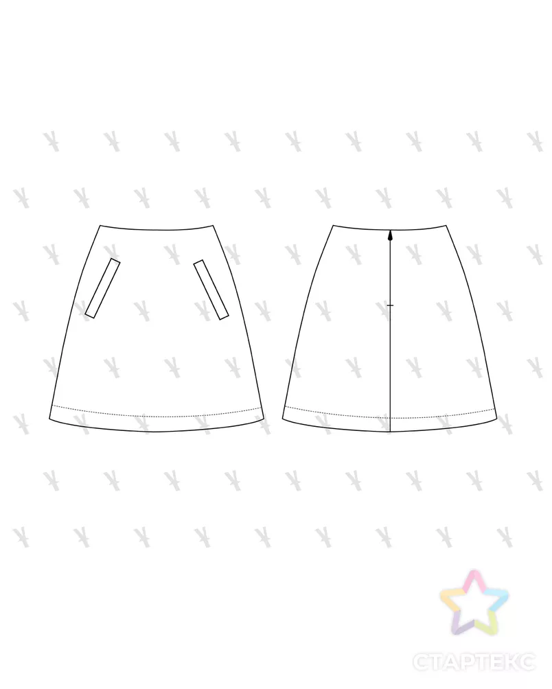 Выкройка: юбка трапеция мини арт. ВКК-3020-23-ВП0696 - рис. 2