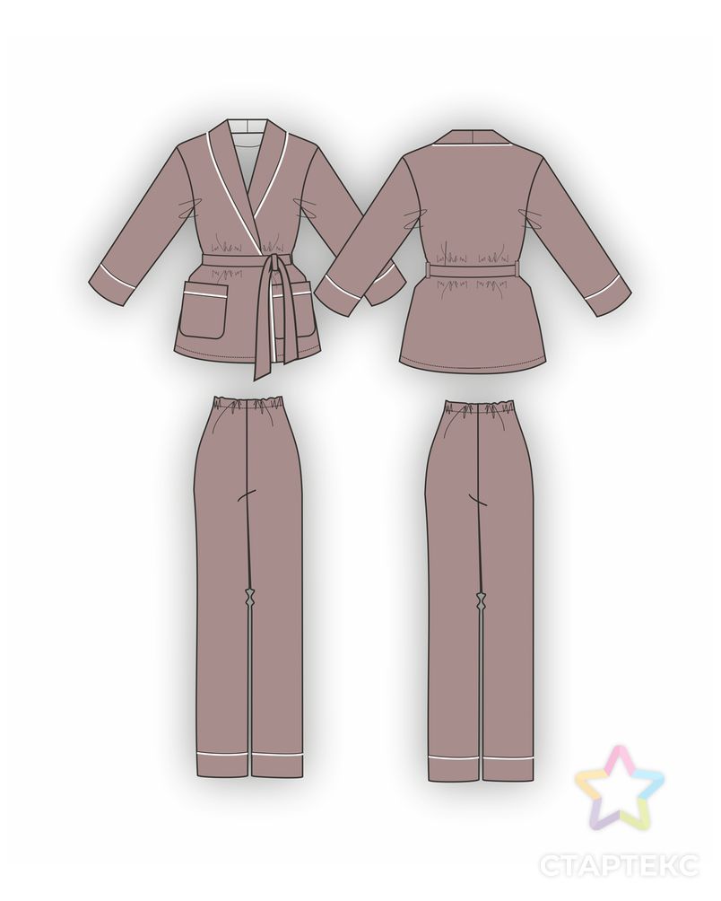 Выкройка: пижама атласная с шалькой_124 арт. ВКК-4159-14-ВП1053 2