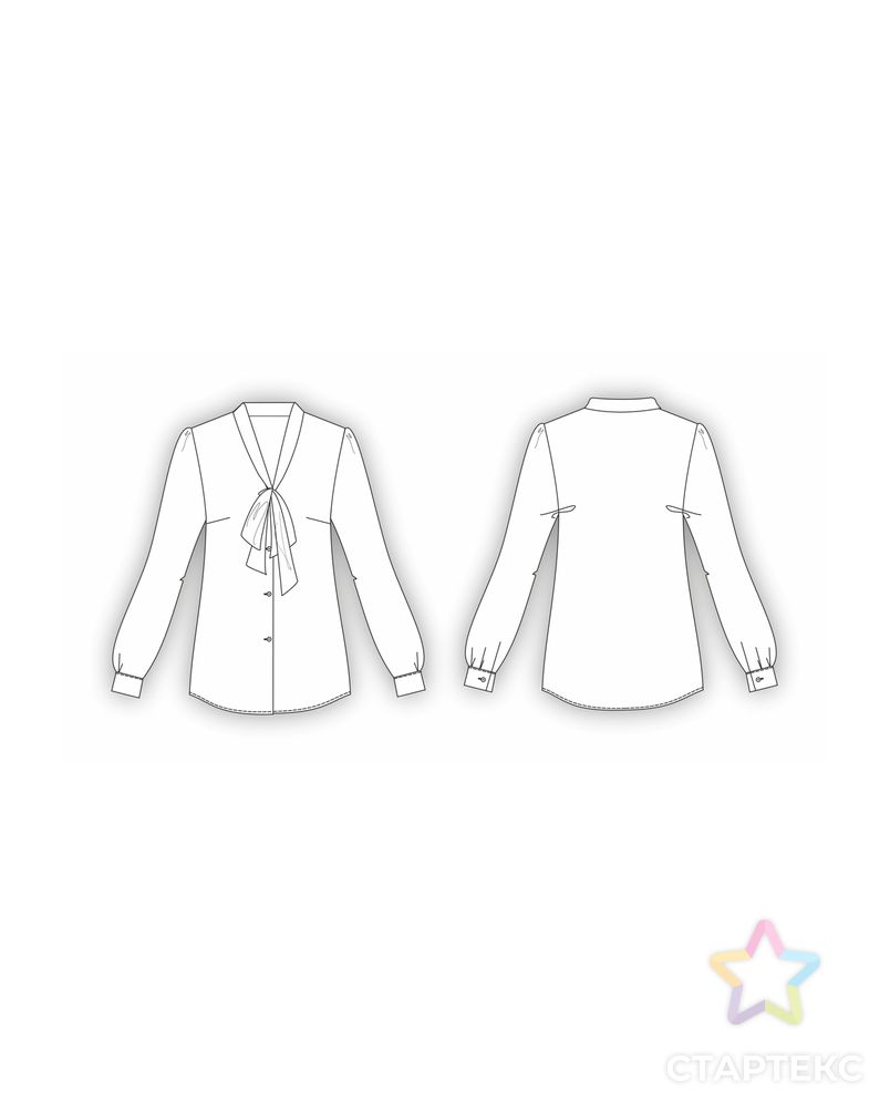 Выкройка: блуза с галстуком_47 арт. ВКК-3997-14-ВП0899 2