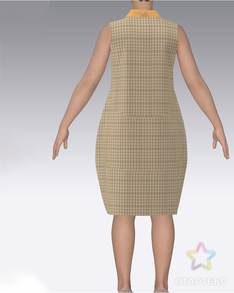 Выкройка: платье-рубашка без рукавов с округлой юбкой F028 арт. ВКК-4232-1-ВП1123 2