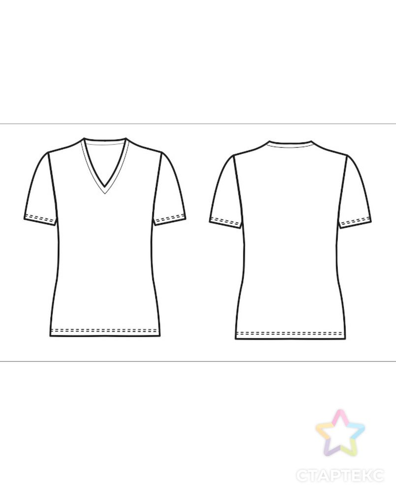 Выкройка: мужская футболка с V образным вырезом арт. ВКК-4553-1-ВП1352 3