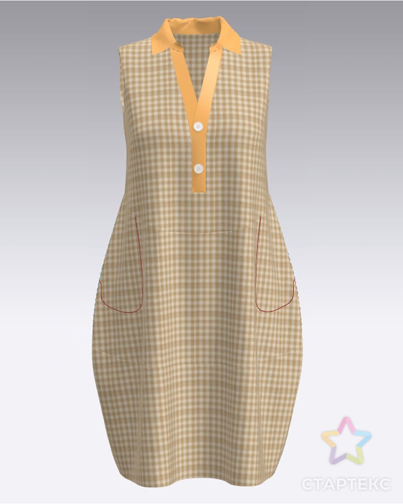 Выкройка: платье-рубашка без рукавов с округлой юбкой F028 арт. ВКК-4232-1-ВП1123 3