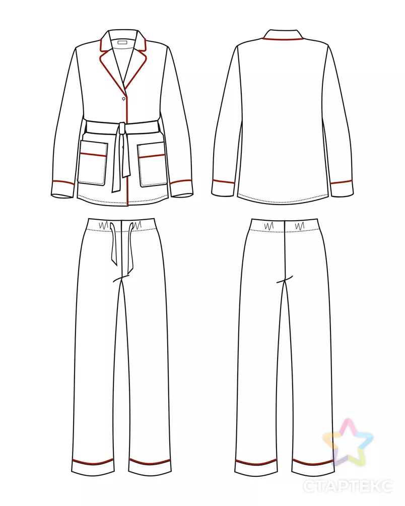 Выкройка: пижама с брюками арт. ВКК-3171-6-ВП0848 - рис. 3