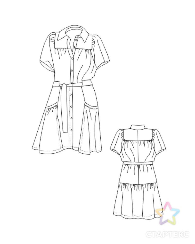 Выкройка: платье-рубашка А-силуэта арт. ВКК-4221-1-ВП1113 3