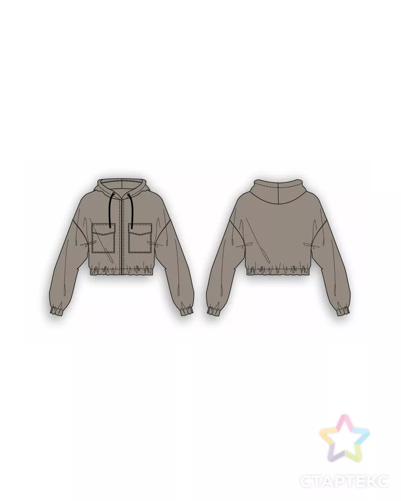 Выкройка: рубашка укороченная с капюшоном_69 арт. ВКК-4040-7-ВП0934 - рис. 3