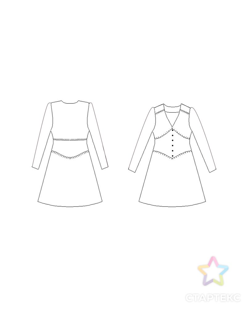 Выкройка: платье нарядное с объемными плечами арт. ВКК-2902-10-ВП0581