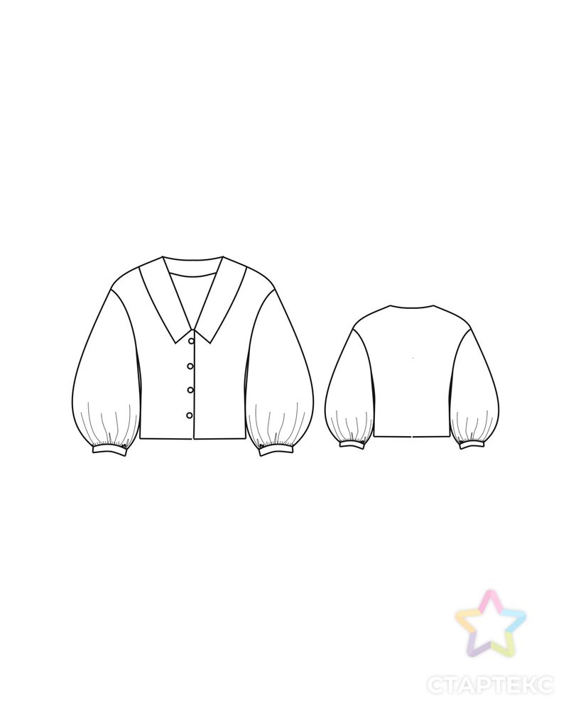Выкройка: блуза с объемными рукавами арт. ВКК-4143-7-ВП1037 4