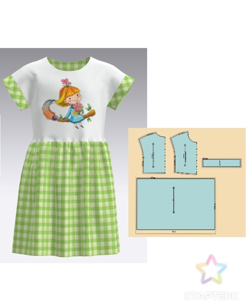 Выкройка: детское платье со спущенным плечом Д-23 арт. ВКК-4121-6-ВП1015 4