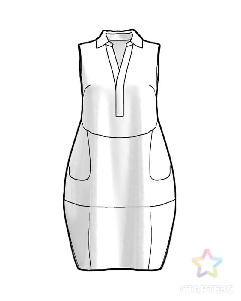 Выкройка: платье-рубашка без рукавов с округлой юбкой F028 арт. ВКК-4232-1-ВП1123 4