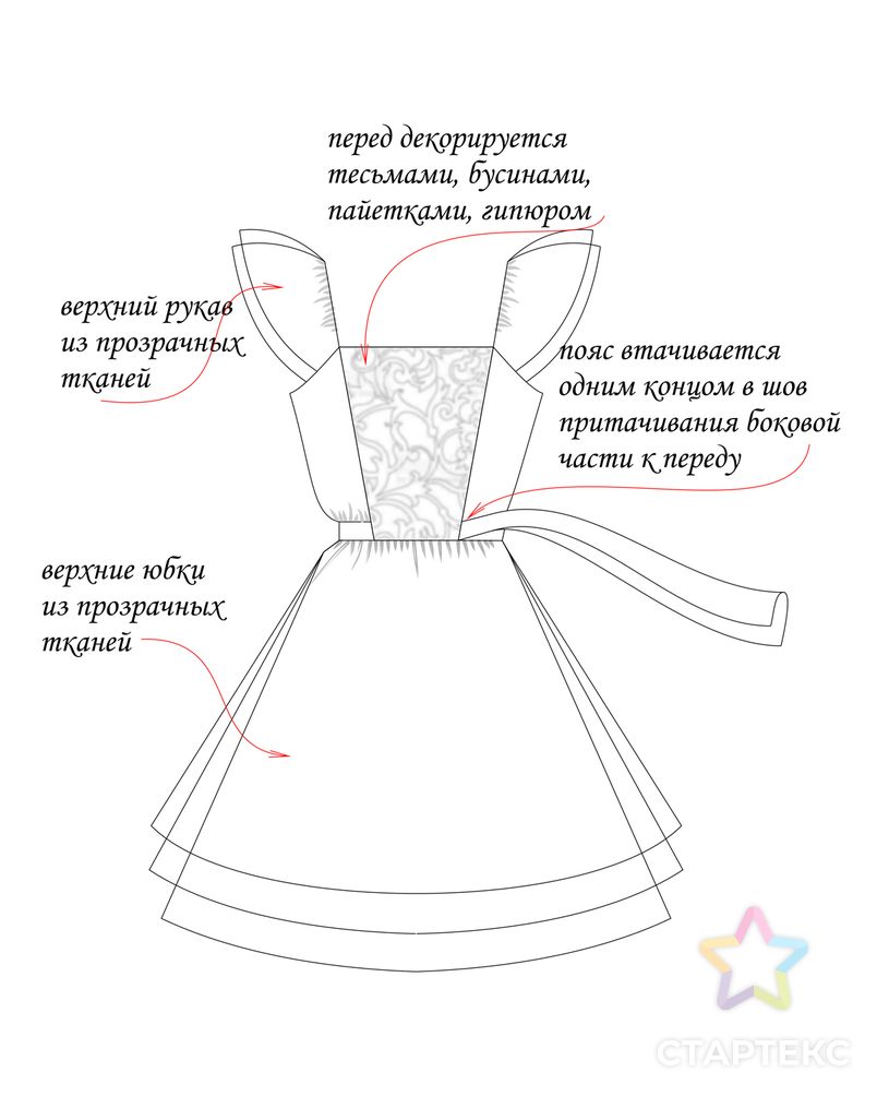 Выкройка: платье W-04-1001 арт. ВКК-2922-14-ВП0600 6
