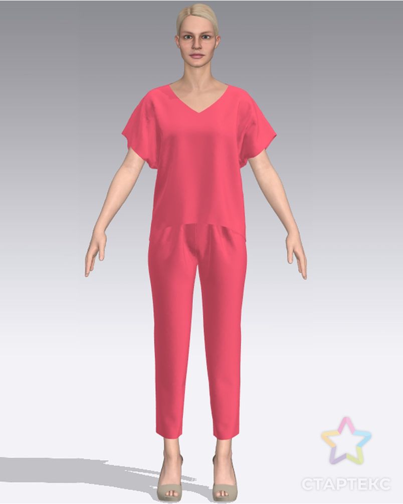 Выкройка: женский летний костюм (блуза и брюки) F033-F034 арт. ВКК-4289-1-ВП1184 2