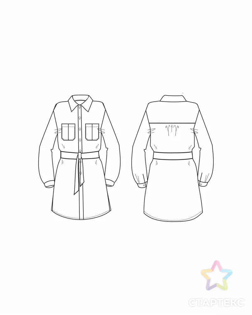 Выкройка: платье-рубашка_368 арт. ВКК-5072-5-ВП1689 - рис. 4