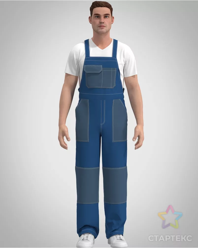 Выкройка: мужской рабочий полукомбинезон_М-15 арт. ВКК-4697-10-ВП1418 - рис. 1