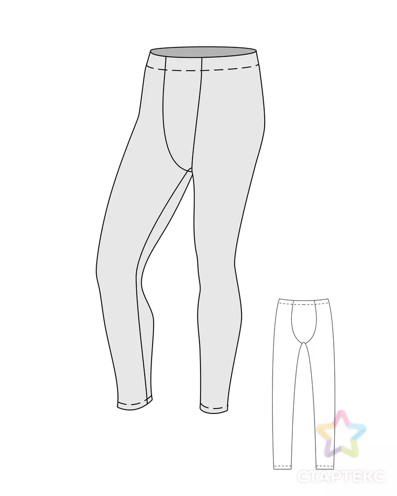 Выкройка: тайтсы М-20-1001 арт. ВКК-3194-7-ВП0869 - рис. 1