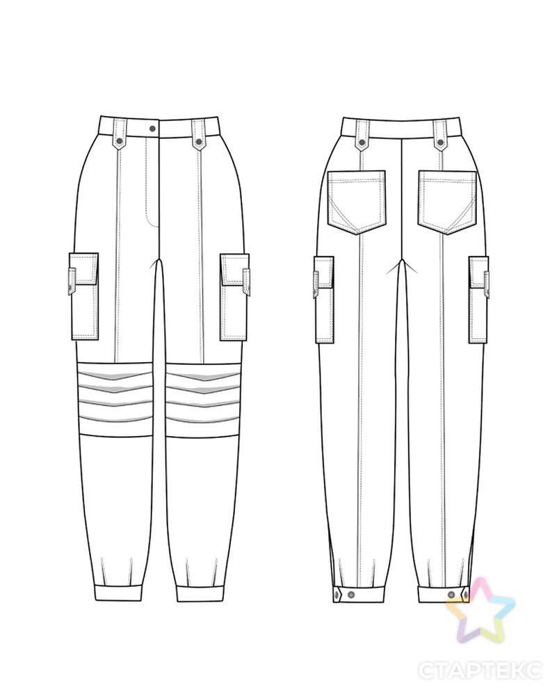 Выкройка: брюки «Карго» с высокой посадкой арт. ВКК-4386-19-ВП1279 15