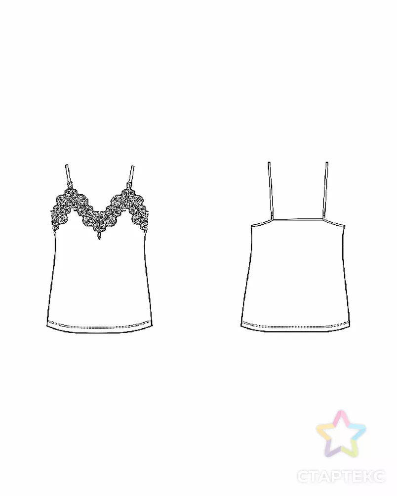 Выкройка: топ с кружевом № 283 арт. ВКК-4926-3-ВП1581 - рис. 3