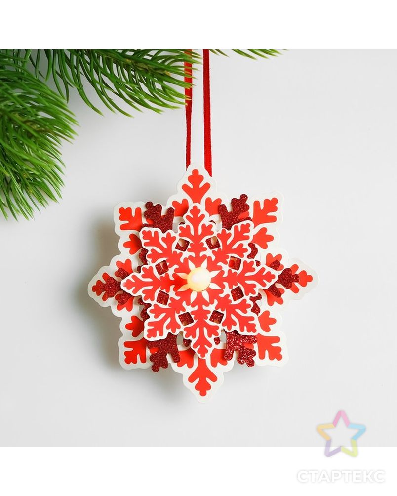 Набор для создания новогодней подвески со светом «Цветная снежинка» арт. СМЛ-15994-1-СМЛ3925198 1