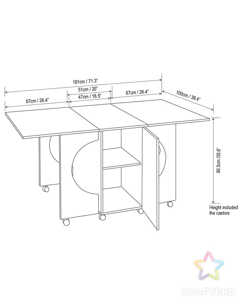 Стол раскройный CUTTING TABLE II, серый дуб арт. ГЕЛ-32889-1-ГЕЛ0184022 4
