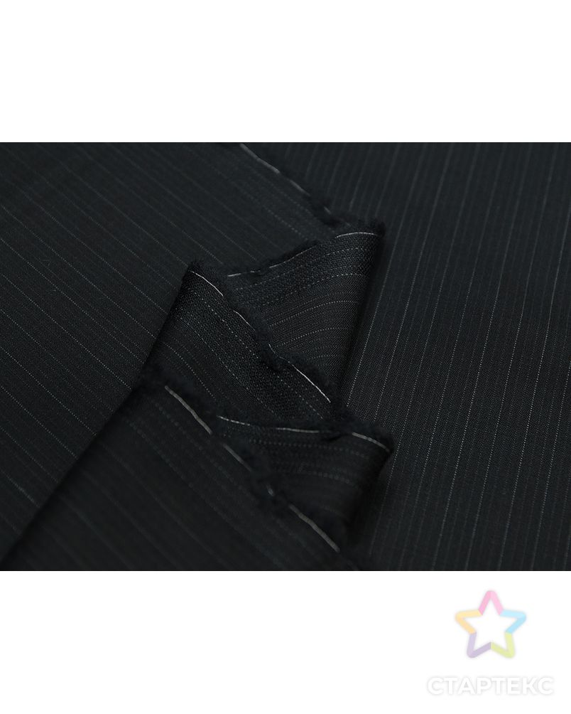 Классическая костюмная ткань графитово-черного цвета в полоску арт. ГТ-3526-1-ГТ0000101 5