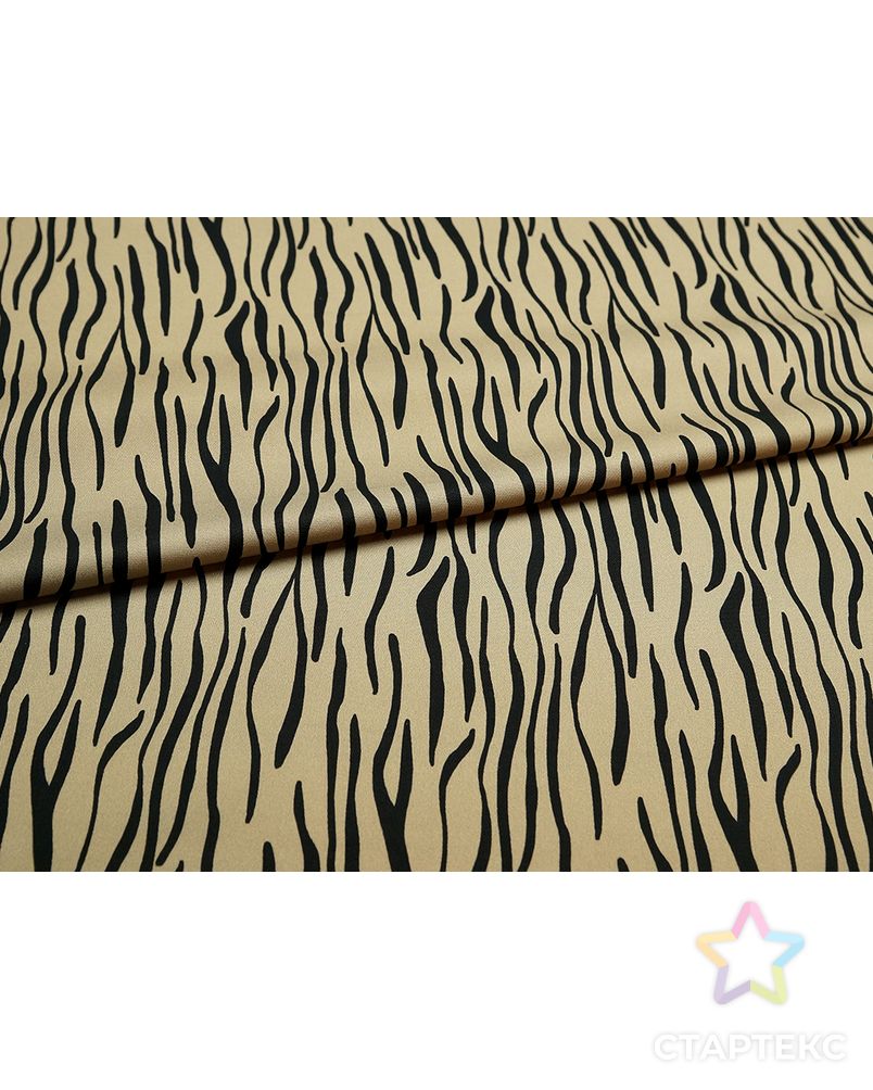 Костюмная джинса, принт зебра, цвет бежевого-коричневый арт. ГТ-4984-1-ГТ-11-6570-13-21-1 5