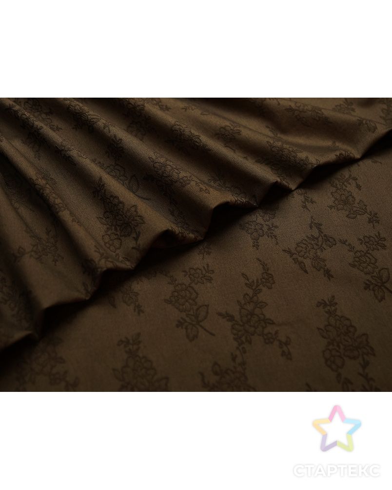 Джинсовая ткань, цвет: на темно-коричневом поле вышитые цветы арт. ГТ-4896-1-ГТ-11-730-1-15-3