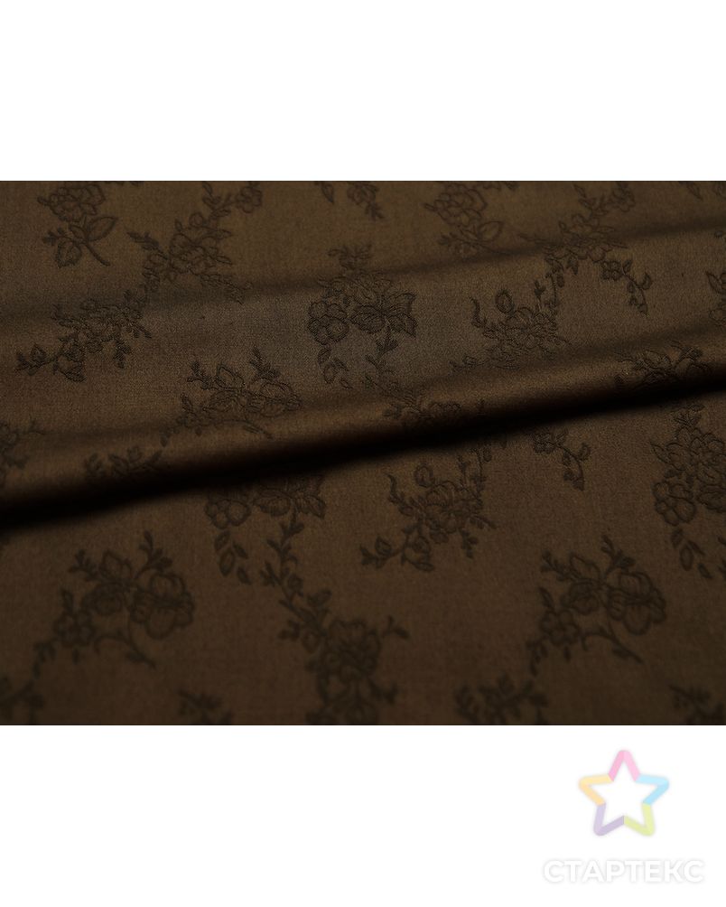 Джинсовая ткань, цвет: на темно-коричневом поле вышитые цветы арт. ГТ-4896-1-ГТ-11-730-1-15-3
