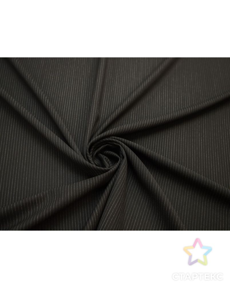 Шерстяная костюмная ткань в белую полоску на черном фоне арт. ГТ-8177-1-ГТ-17-10029-3-37-1 1