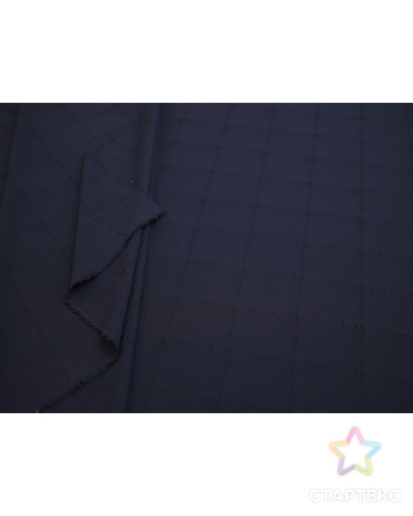 Шерстяная костюмная ткань с фактурной клеткой, цвет глубокий синий арт. ГТ-8206-1-ГТ-17-10062-4-30-1 5