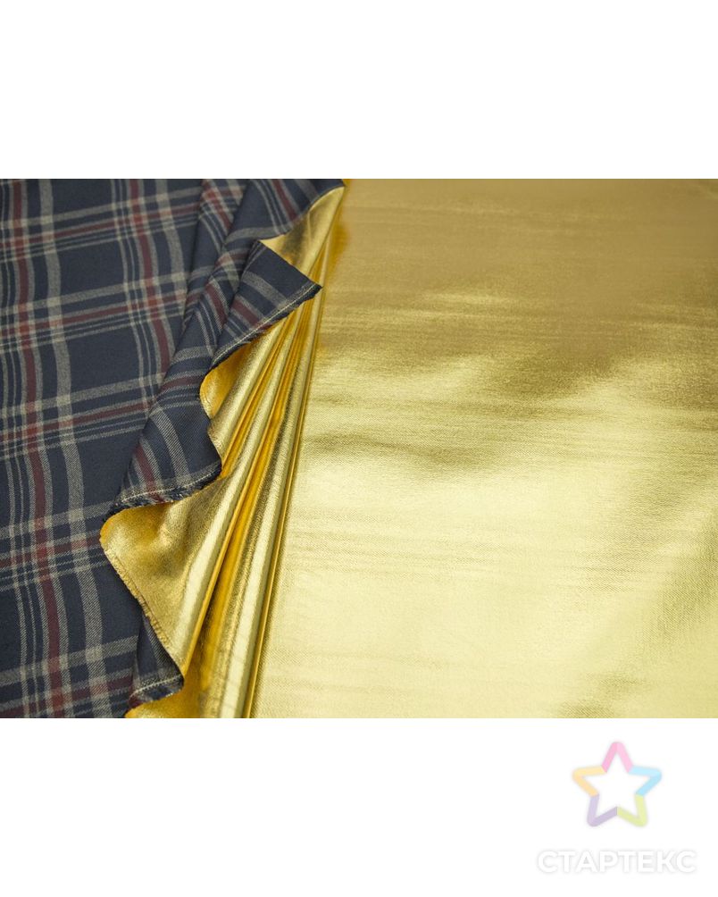 Двухсторонняя костюмная ткань, золото и синяя клетка арт. ГТ-8592-1-ГТ-17-10511-4-21-1 5