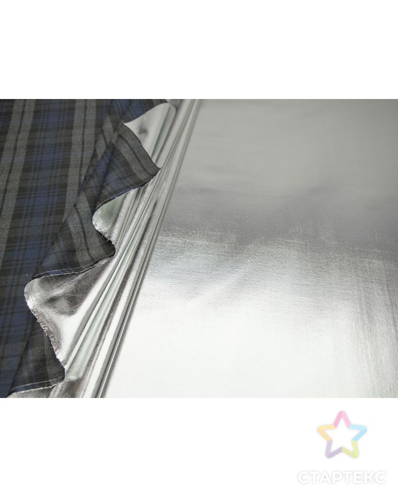 Двухсторонняя костюмная ткань, серебро и синяя клетка арт. ГТ-8594-1-ГТ-17-10513-4-21-1 5