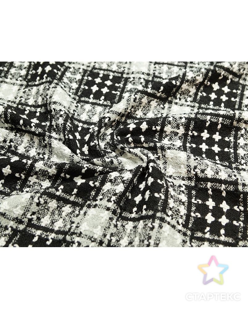 Ткань костюмная крупного плетения, черно-белая клетка арт. ГТ-5303-1-ГТ-17-7010-4-37-1 2