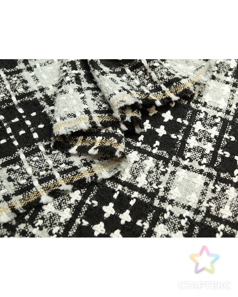 Ткань костюмная крупного плетения, черно-белая клетка арт. ГТ-5303-1-ГТ-17-7010-4-37-1 3