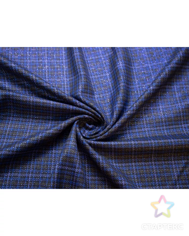 Двухсторонняя костюмная ткань в клетку с люрексом, в синих тонах арт. ГТ-8166-1-ГТ-17-8784-4-21-3 - рис. 1