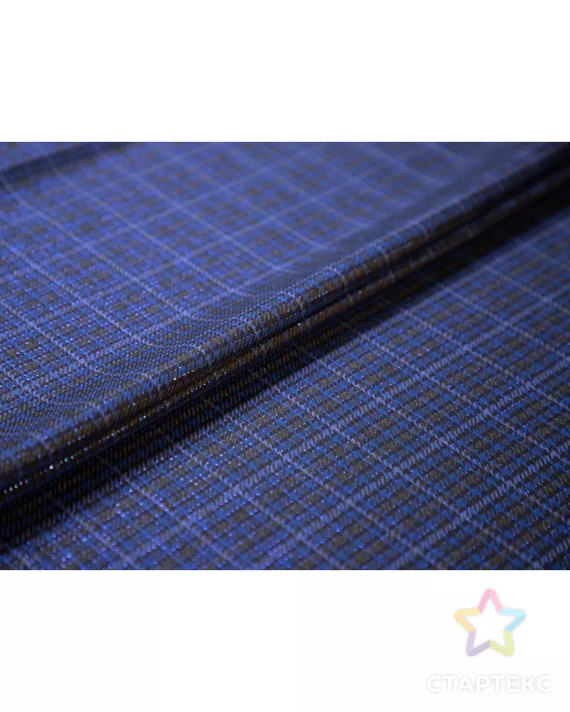 Двухсторонняя костюмная ткань в клетку с люрексом, в синих тонах арт. ГТ-8166-1-ГТ-17-8784-4-21-3 - рис. 2
