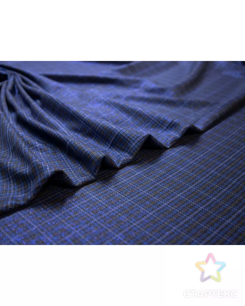 Двухсторонняя костюмная ткань в клетку с люрексом, в синих тонах арт. ГТ-8166-1-ГТ-17-8784-4-21-3 - рис. 3